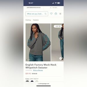 English Factory Mock-Neck Whipstitch Sweater size XS